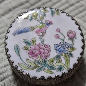 Vintage Asian Floral Bird Trinket Box